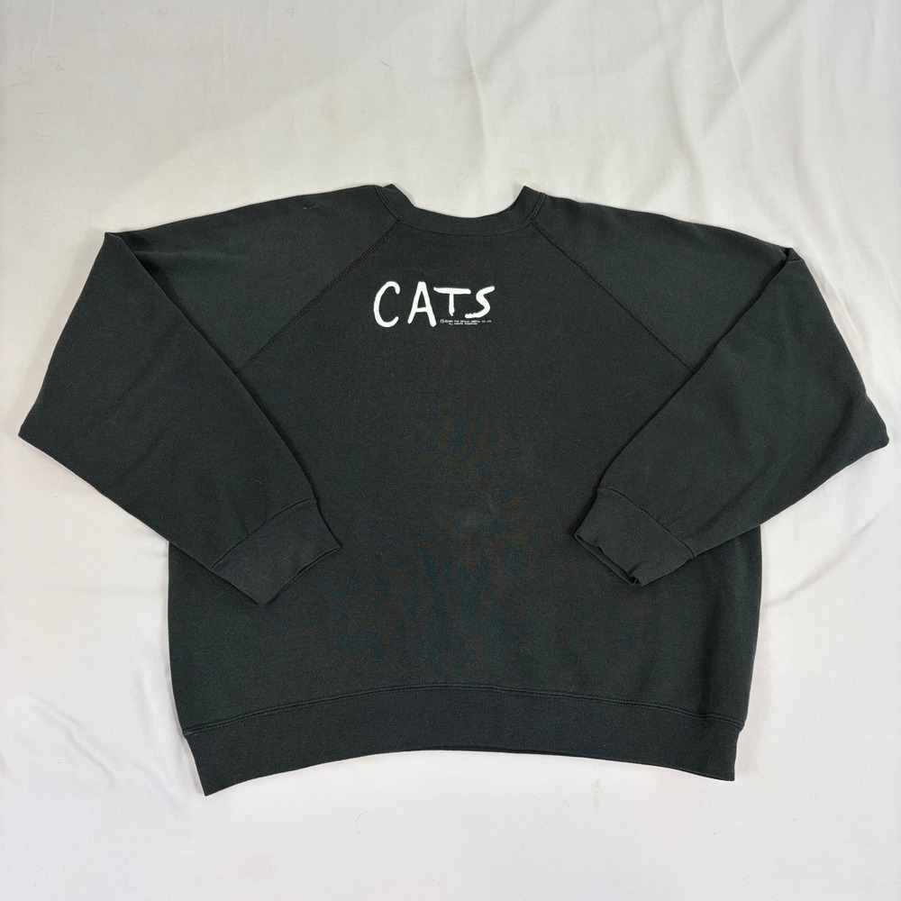 Cats Musical Mens L Black Sweatshirt Vintage 80s Tultex Maximum Sweats USA Made - Picture 3 of 10